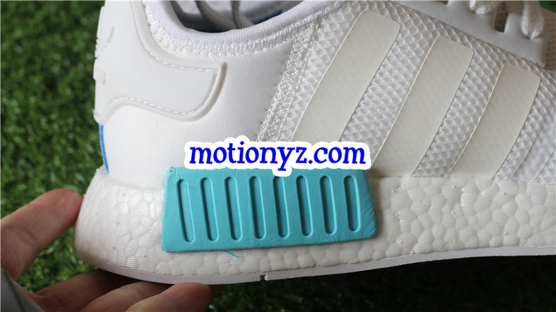 Real Boost Adidas NMD R1 White Blue Glow